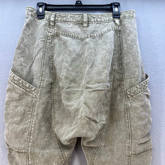 Free People Pants Women's Size 2 Tan Baggy Cargo Button Fly Slouchy Paper Bag - Picture 5 of 16
